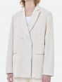 DOUBLE TAILORED OVER JACKET HANDMADE NATURAL WHITE CHALK PASTE