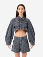 Minny cropped denim jacket stone wash brushed