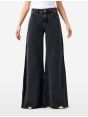 Asia mid rise wide leg flared-split at bottom eco enzyme stone wash destroyed edge