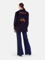 EDYE EMBROIDERY WOOL OVERSIZED SHIRT WITH GATHERED SLEEVES BLUE