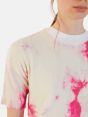 ROUND NECK ALL OVER PRINT S/S 100% CASHMERE FUXIA FLUO