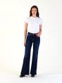 FLAIRE EMBROIDERY HIGH RISE FLARED DARK TONE USED WASH NAVY BLUE