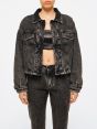 LOGAN CROP AND PADDED TRUCKER OVER JACKET LIGHT ACID WASH MARBLE