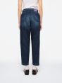 LOLA SUPER HIGH WAIST CARROT CROPPED DARK STONE WASH BRUSHED FRAYED EDGE