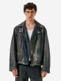 Chiodo biker over jacket coated in a indigo blue finish