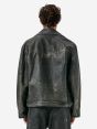 Chiodo biker over jacket coated in a indigo blue finish