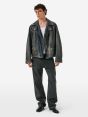 Chiodo biker over jacket coated in a indigo blue finish
