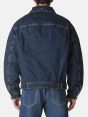 Saki trucker jacket dark wash damaged and resinated