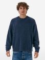 Over round neck collar brushed plain knit amazing
