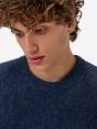 Over round neck collar brushed plain knit amazing