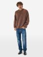 Over round neck collar brushed plain knit amazing