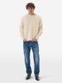 Over round neck collar brushed plain knit amazing