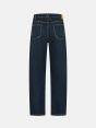 Full wide straight leg dark wash damaged and resinated