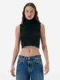 Turtle neck crop top plain knit alpaca
