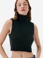 Turtle neck crop top plain knit alpaca