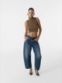 Crop top con collo alto in misto alpaca