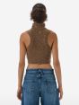 Crop top con collo alto in misto alpaca