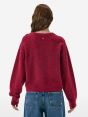 Crop round neck collar plain knit alpaca