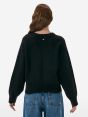 Crop round neck collar plain knit alpaca