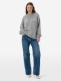 Over round neck collar brushed plain knit amazing