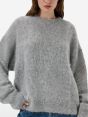 Over round neck collar brushed plain knit amazing