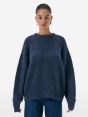 Over round neck collar brushed plain knit amazing