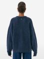 Over round neck collar brushed plain knit amazing