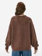 Over round neck collar brushed plain knit amazing