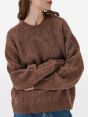 Over round neck collar brushed plain knit amazing