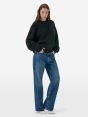 Over round neck collar brushed plain knit amazing