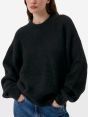 Over round neck collar brushed plain knit amazing