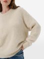 Over round neck collar brushed plain knit amazing
