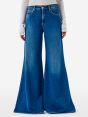 Asia mid rise wide leg flared mid tone stone wash