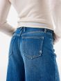 Asia mid rise wide leg flared mid tone stone wash