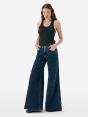 Asia mid rise wide leg flared eco enzyme stone wash