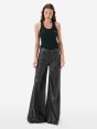 Asia mid rise wide leg flared eco leather rinse wash