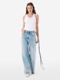 Big low super wide leg low waist light bleach broken edge