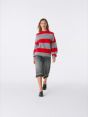 Maglione Cora in misto alpaca grigio chiaro/rosso fuoco