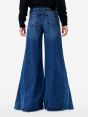 Asia cut mid rise wide leg flared stone wash brushed destroyed edge