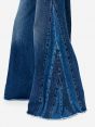 Asia cut mid rise wide leg flared stone wash brushed destroyed edge