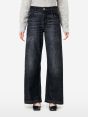 Aida low super fitted low waist volume leg dark tone used wash frayed edge