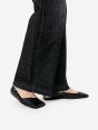 Aida low super fitted low waist volume leg dark tone used wash frayed edge