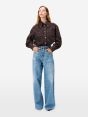 Emily high rise loose fit volume leg mid blue antique wash with light fading