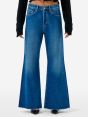 LUNA MID RISE FLARED MID TONE STONE WASH DESTROYED EDGE