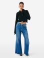 LUNA MID RISE FLARED MID TONE STONE WASH DESTROYED EDGE