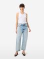 Bella mid rise mom fit cropped leg light bleach broken edge