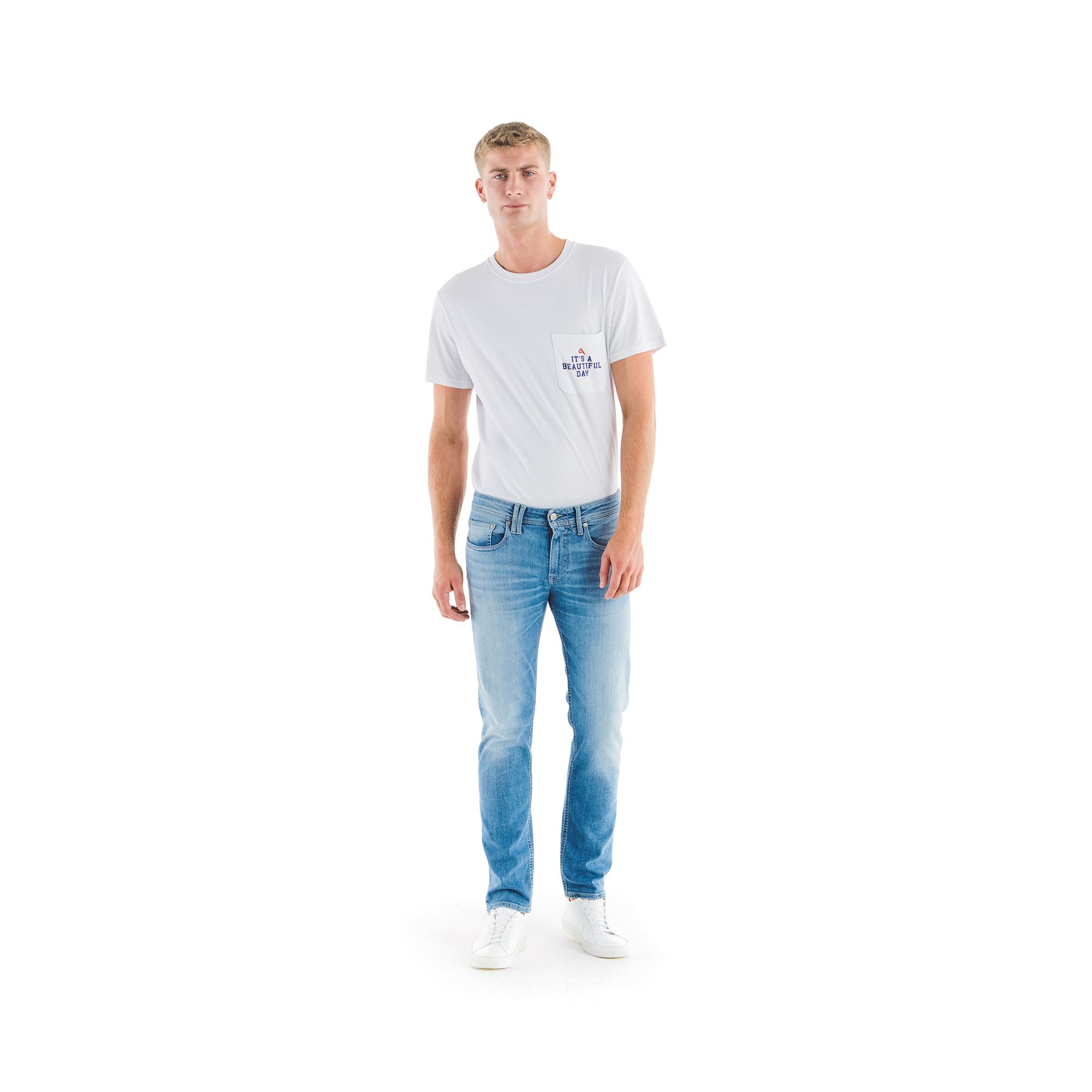 TOP-025 STRETCH REGULAR STRAIGHT BLEACHED DAMAGED