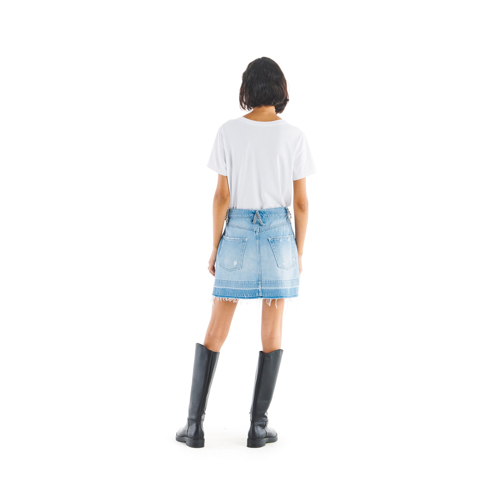 KAYA MINI SKIRT WITH STUDS BLEACHED DESTROYED