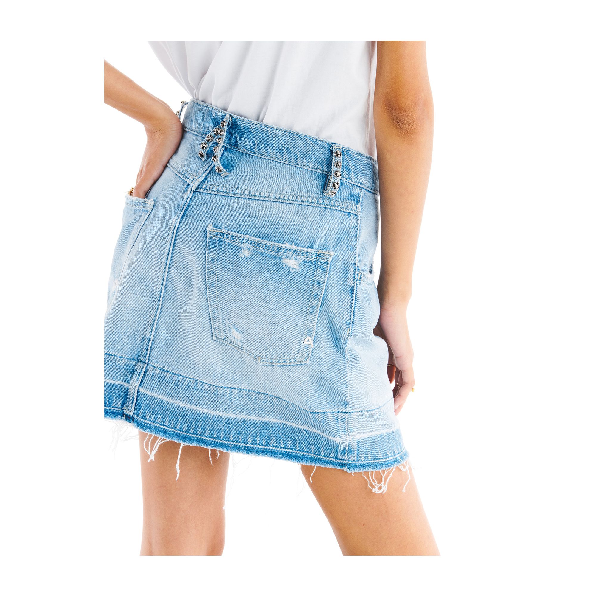 KAYA MINI SKIRT WITH STUDS BLEACHED DESTROYED