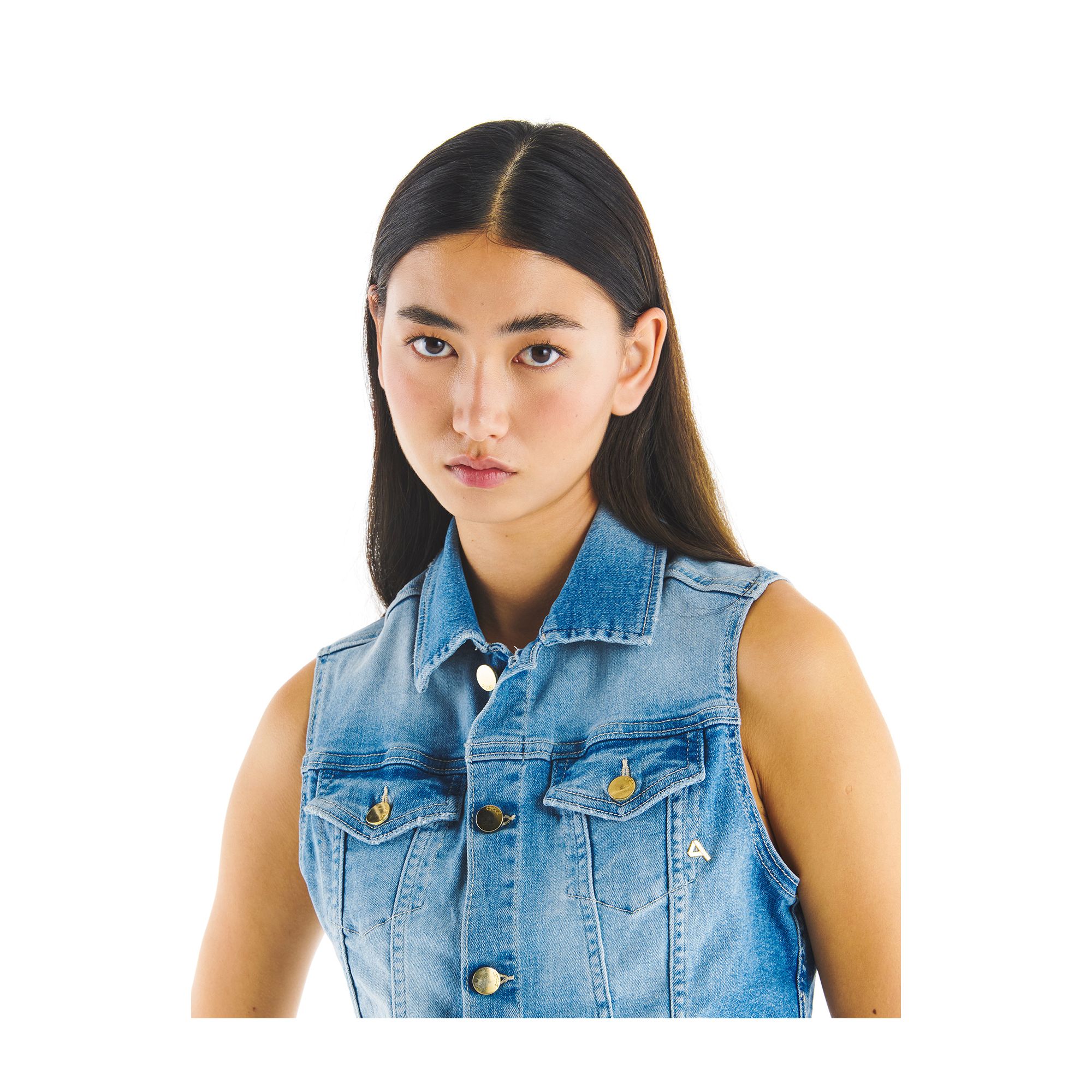 LAUREN VEST JACKET BLEACHED DESTROYED